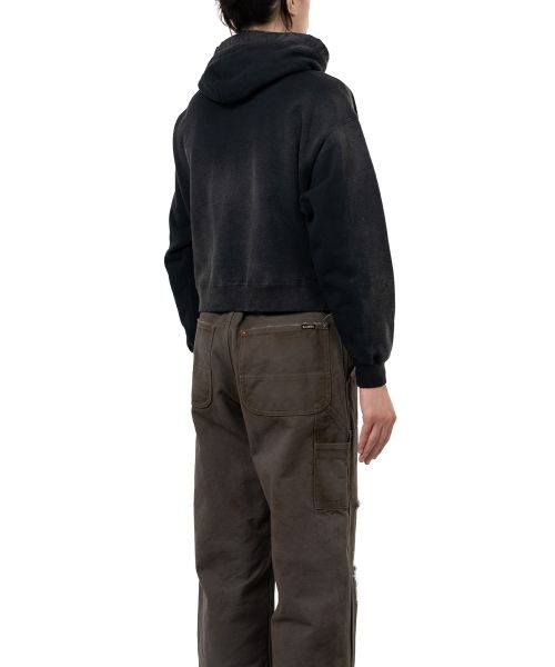 "Rose" Distressed Distressed Zip-up Short Hoodie