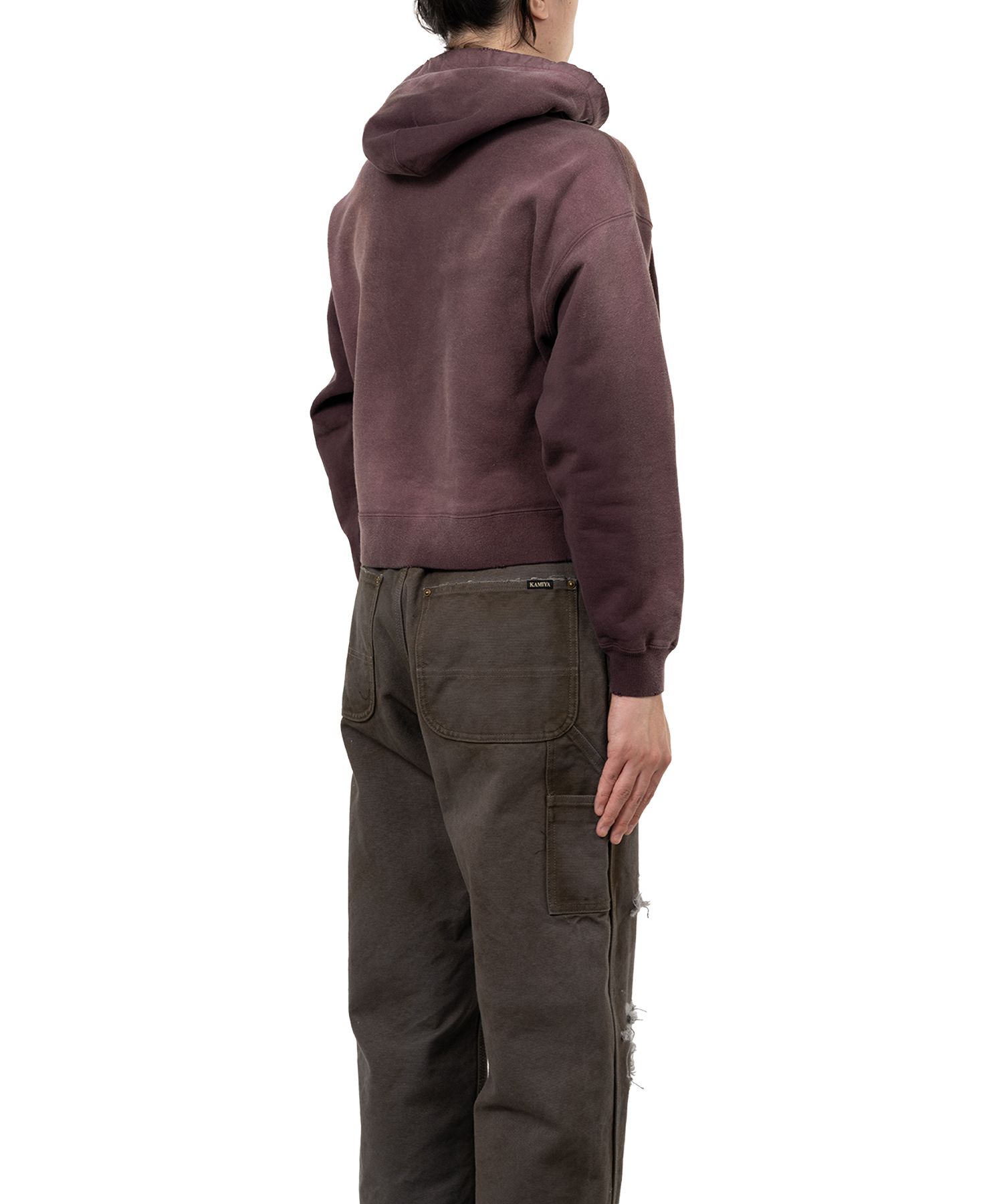 "Rose" Distressed Distressed Zip-up Short Hoodie