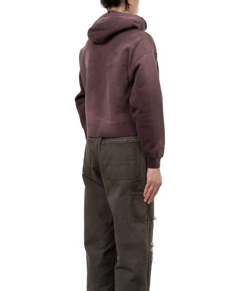 "Rose" Distressed Distressed Zip-up Short Hoodie