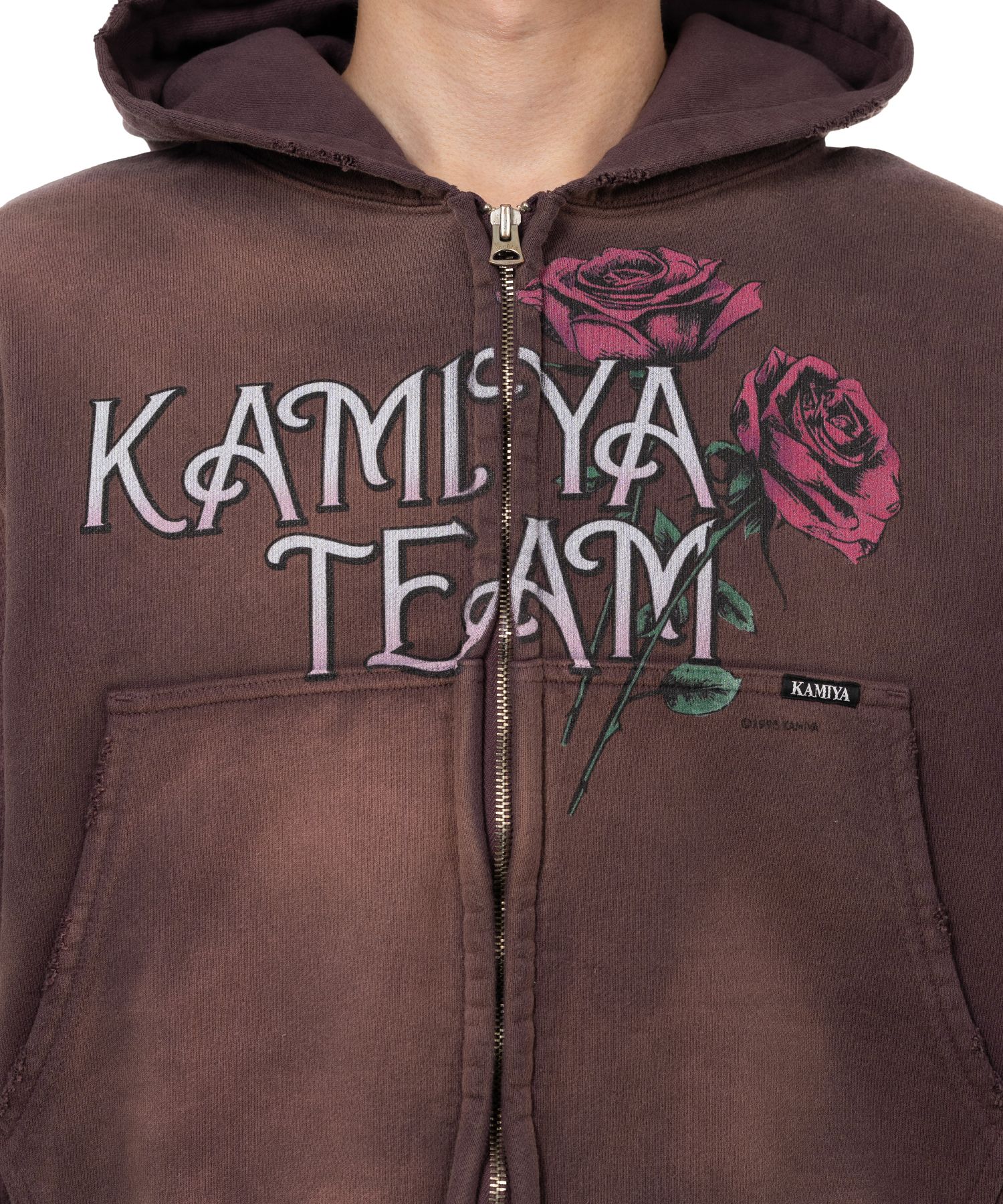 "Rose" Distressed Distressed Zip-up Short Hoodie