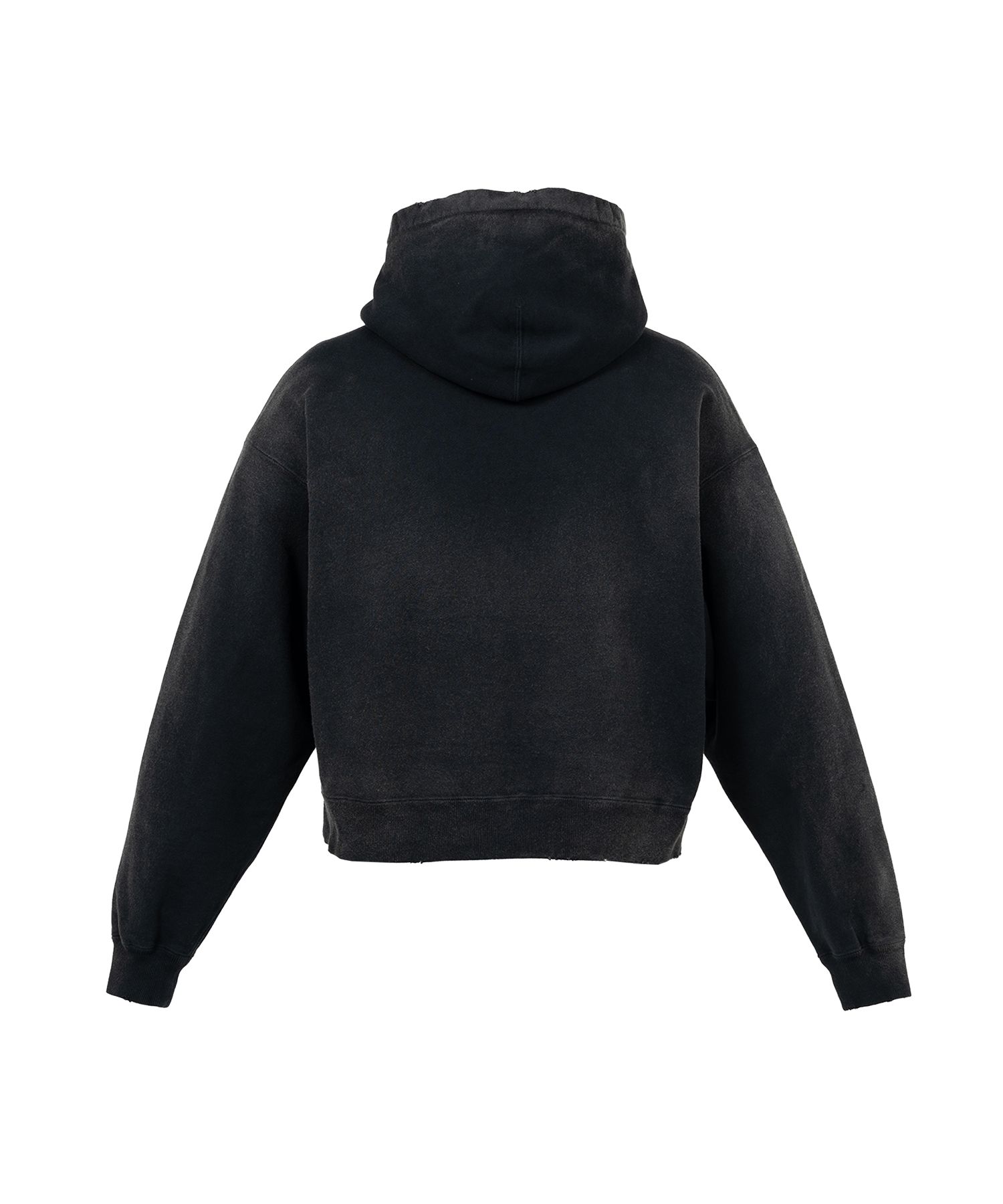 "Rose" Distressed Distressed Zip-up Short Hoodie