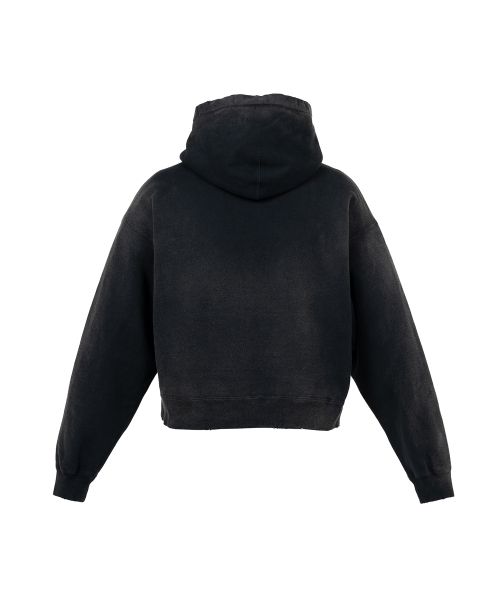 "Rose" Distressed Distressed Zip-up Short Hoodie