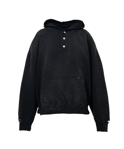 Distressed Henry Neck Hoodie