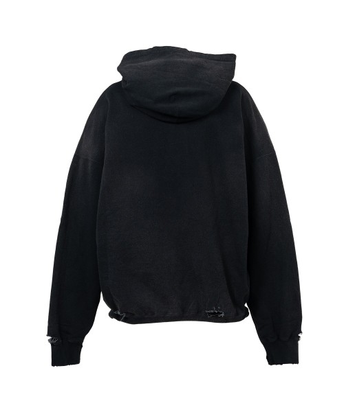 Distressed Henry Neck Hoodie