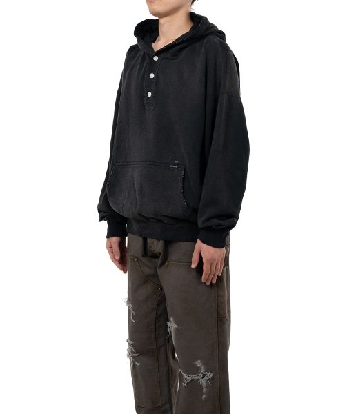 Distressed Henry Neck Hoodie