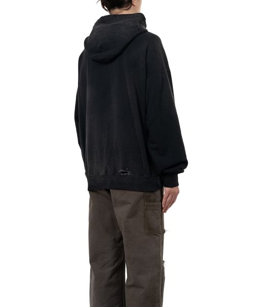 Distressed Henry Neck Hoodie