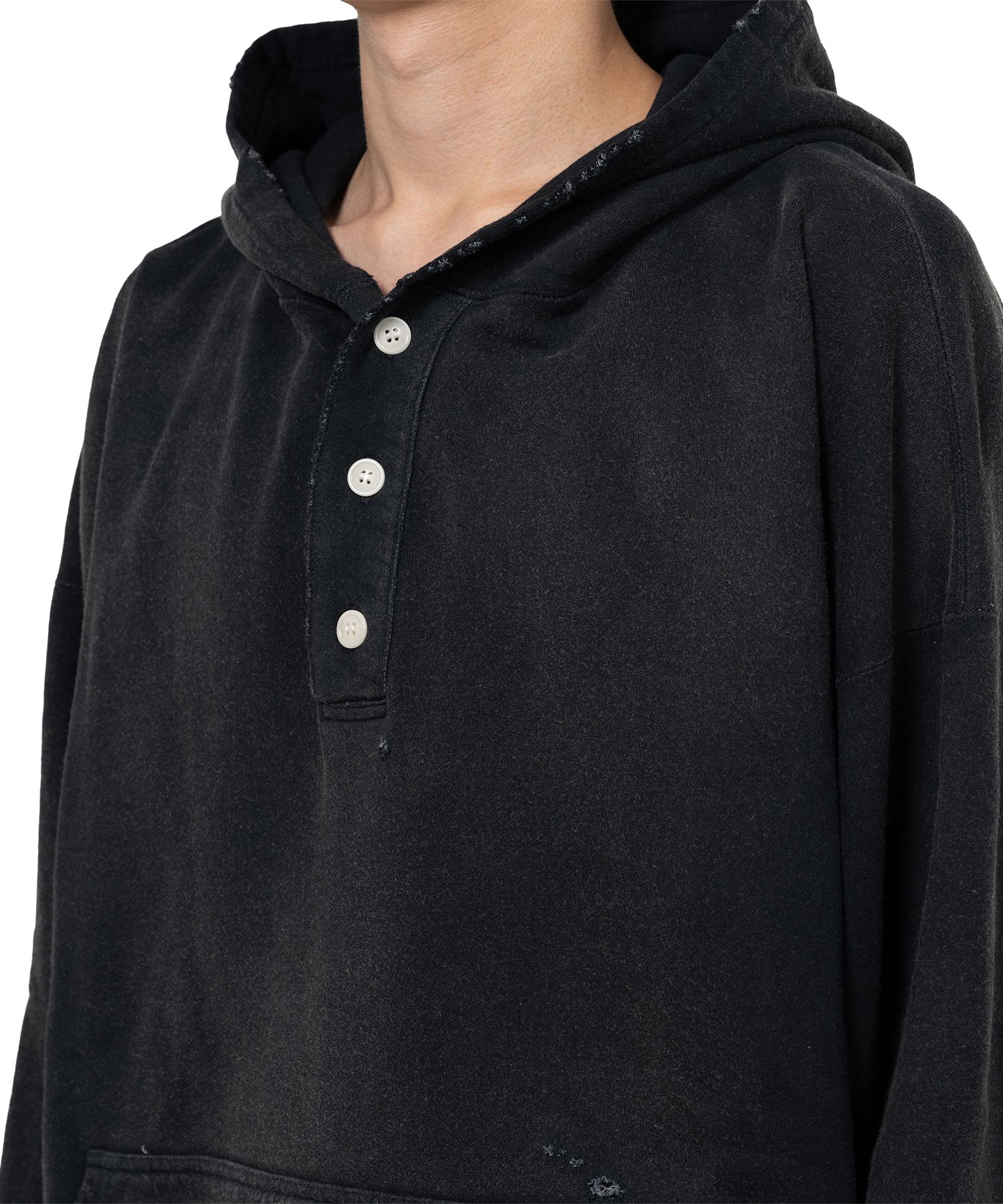 Distressed Henry Neck Hoodie