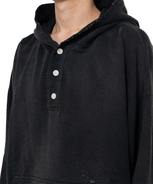 Distressed Henry Neck Hoodie