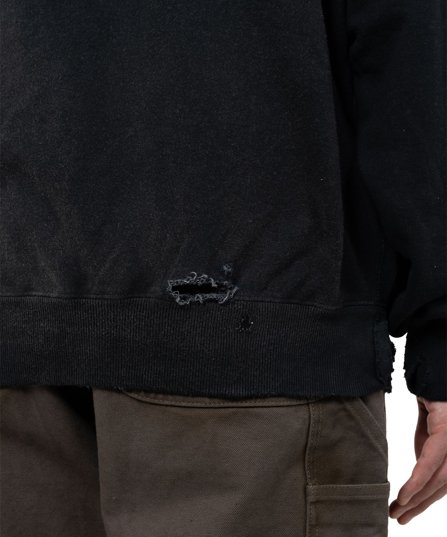 Distressed Henry Neck Hoodie