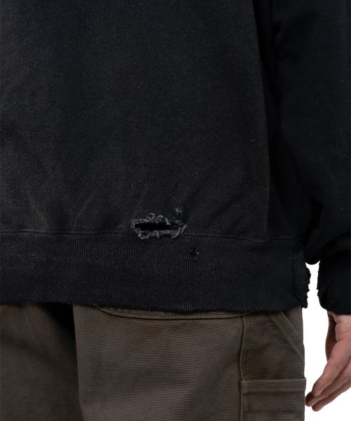 Distressed Henry Neck Hoodie