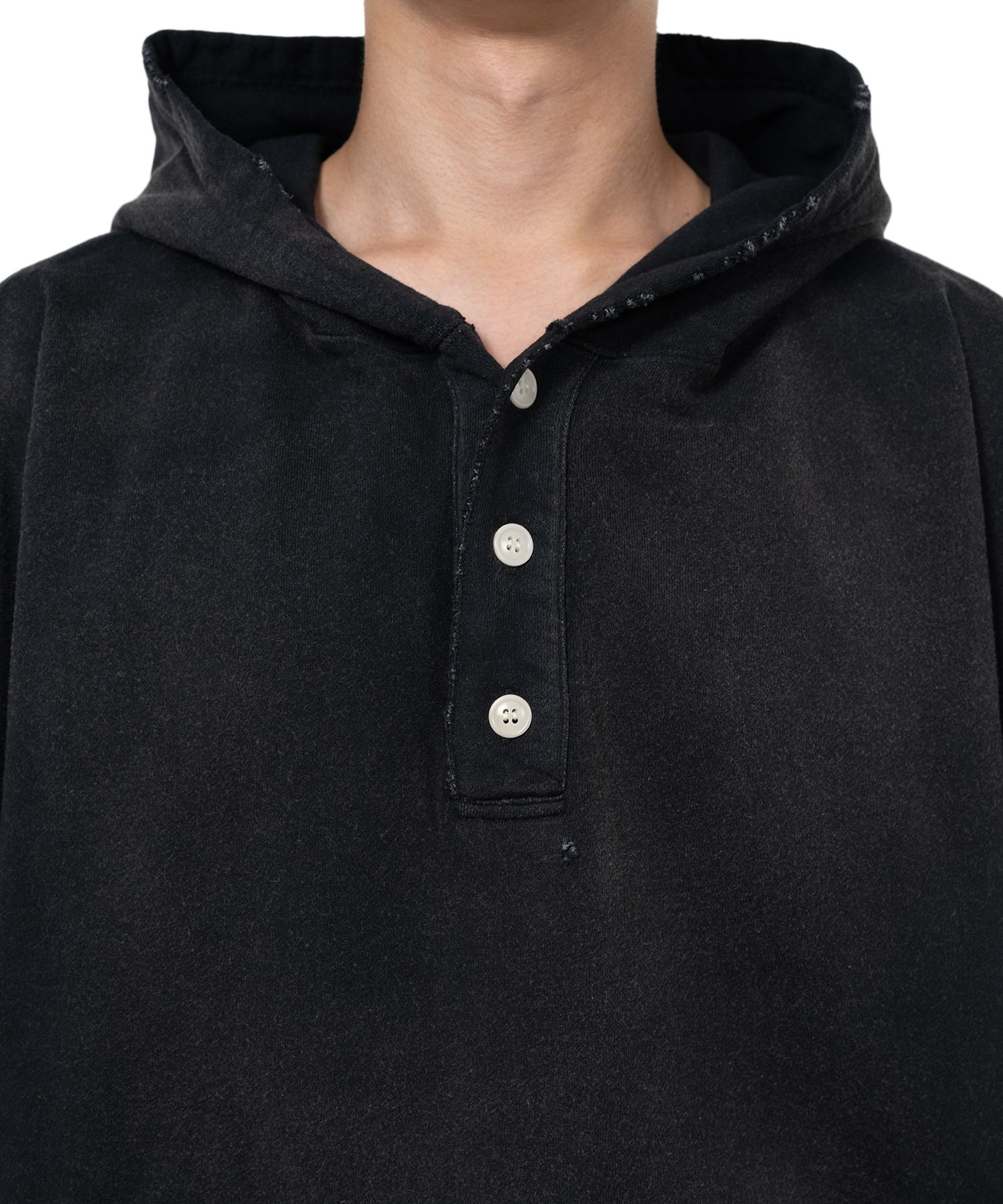 Distressed Henry Neck Hoodie