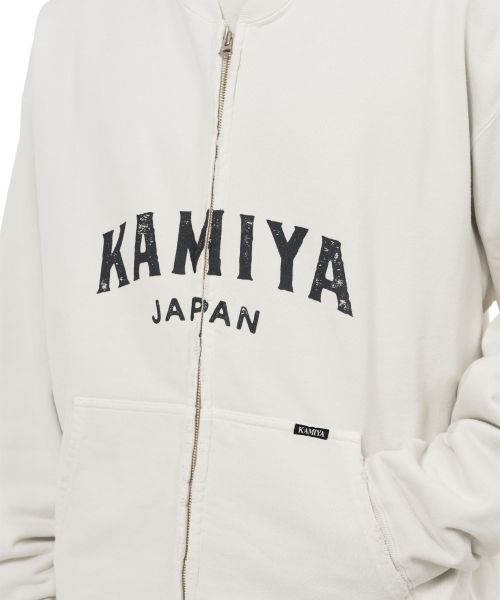 "KAMIYA logo" Distressed Zip Sweat Jacket