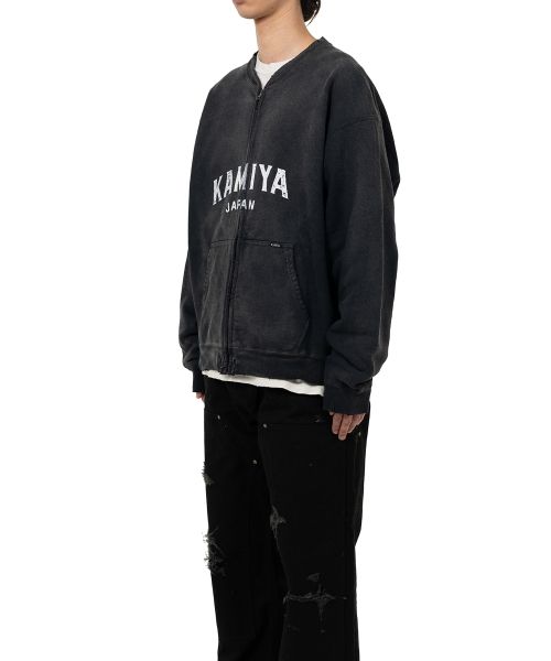 "KAMIYA logo" Distressed Zip Sweat Jacket
