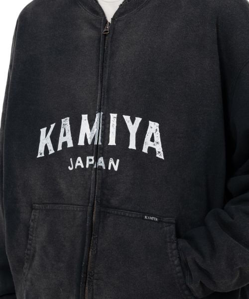 "KAMIYA logo" Distressed Zip Sweat Jacket