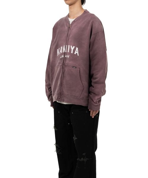 "KAMIYA logo" Distressed Zip Sweat Jacket