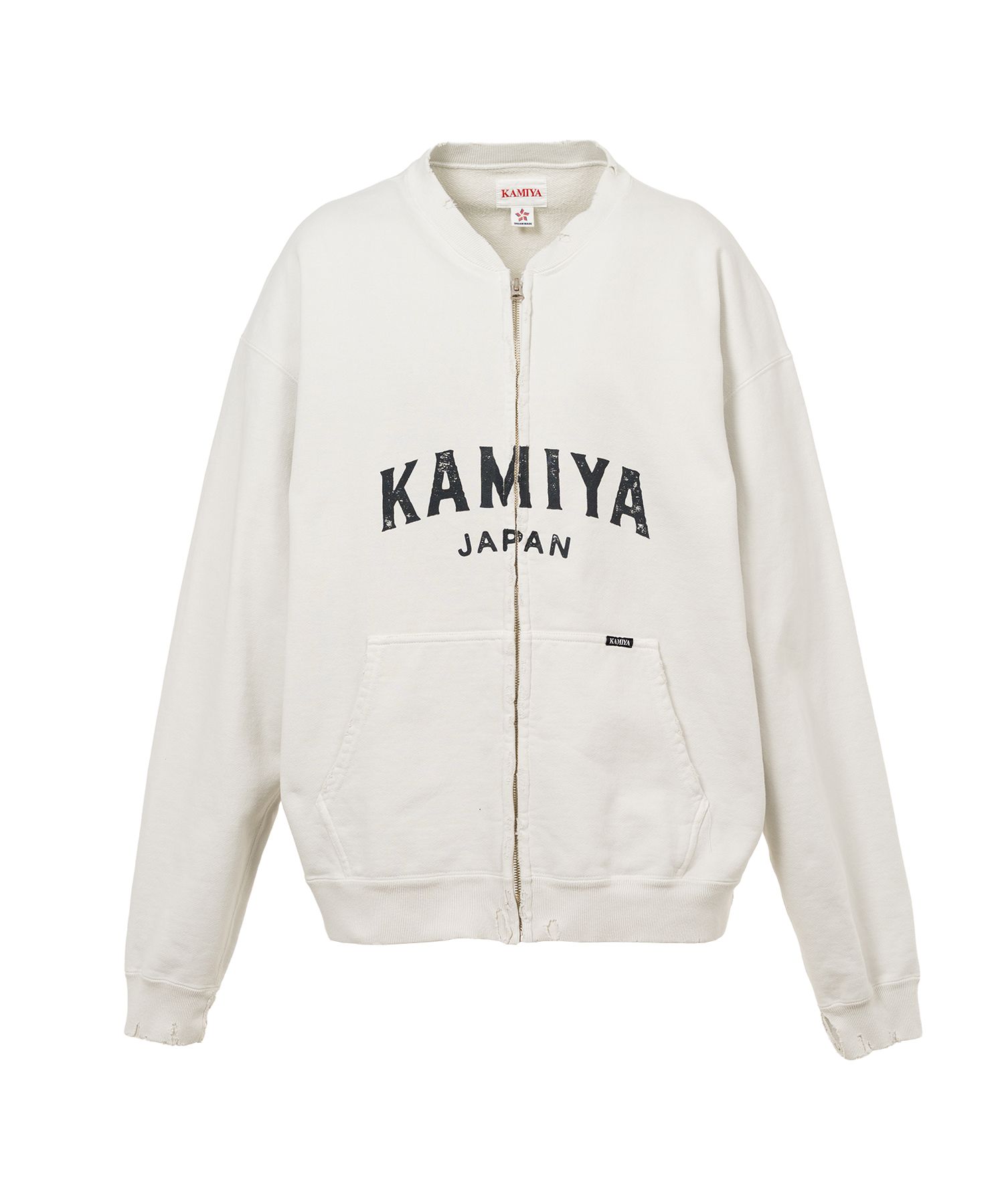 "KAMIYA logo" Distressed Zip Sweat Jacket