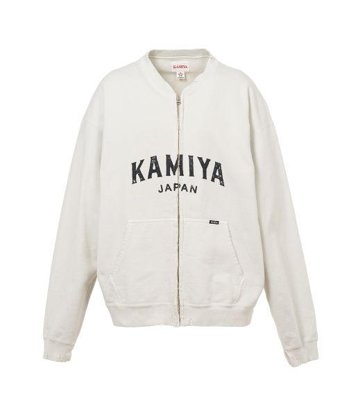 "KAMIYA logo" Distressed Zip Sweat Jacket