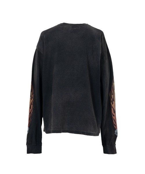 "Skull Flame" Distressed L/S T-shirt