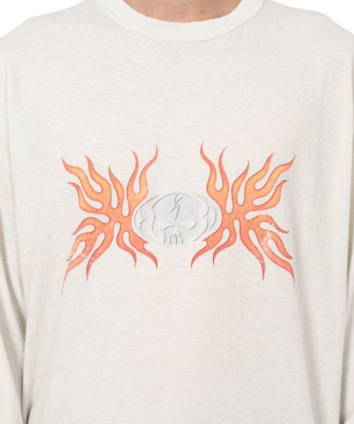 "Skull Flame" Distressed L/S T-shirt
