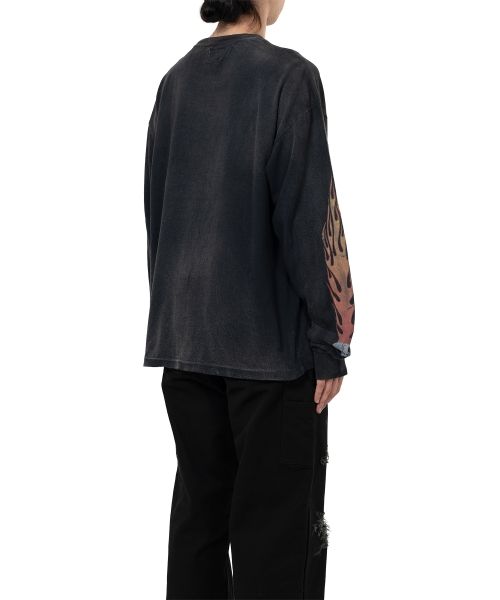 "Skull Flame" Distressed L/S T-shirt