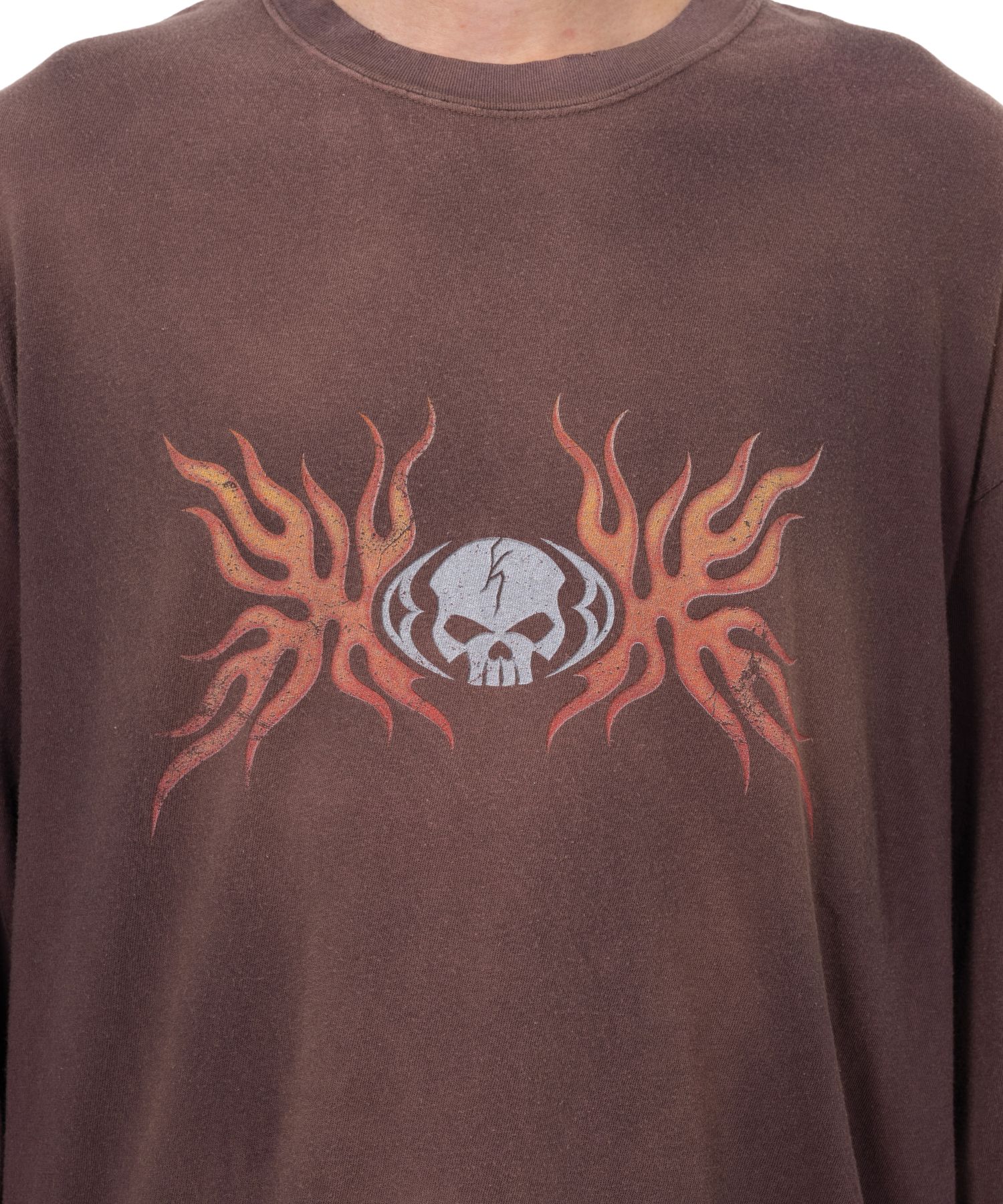 "Skull Flame" Distressed L/S T-shirt