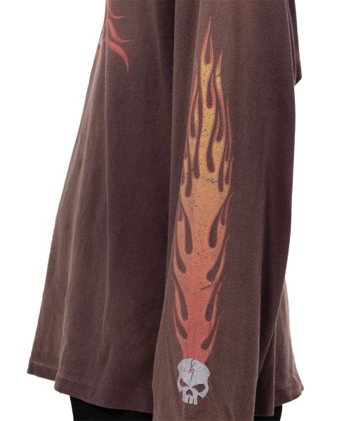 "Skull Flame" Distressed L/S T-shirt