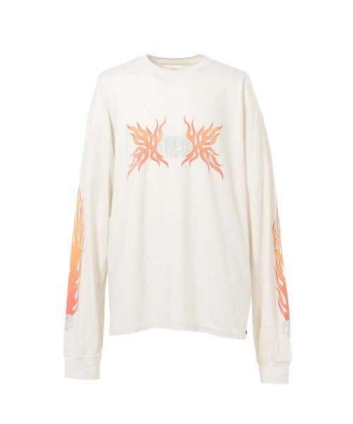 "Skull Flame" Distressed L/S T-shirt