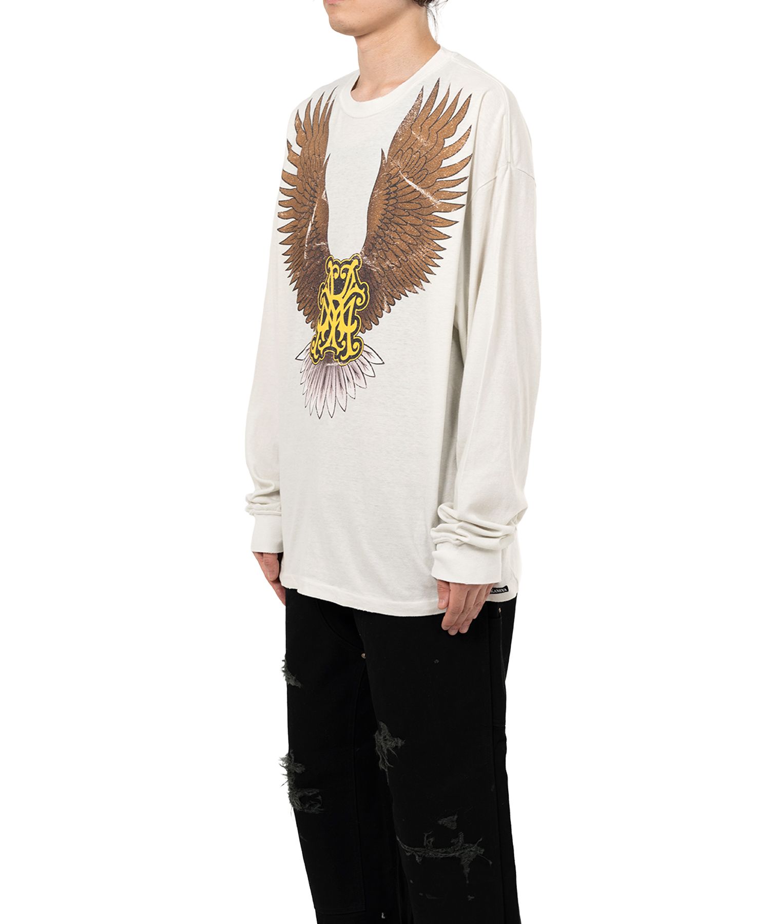 "KMY Eagle" Distressed L/S T-shirt