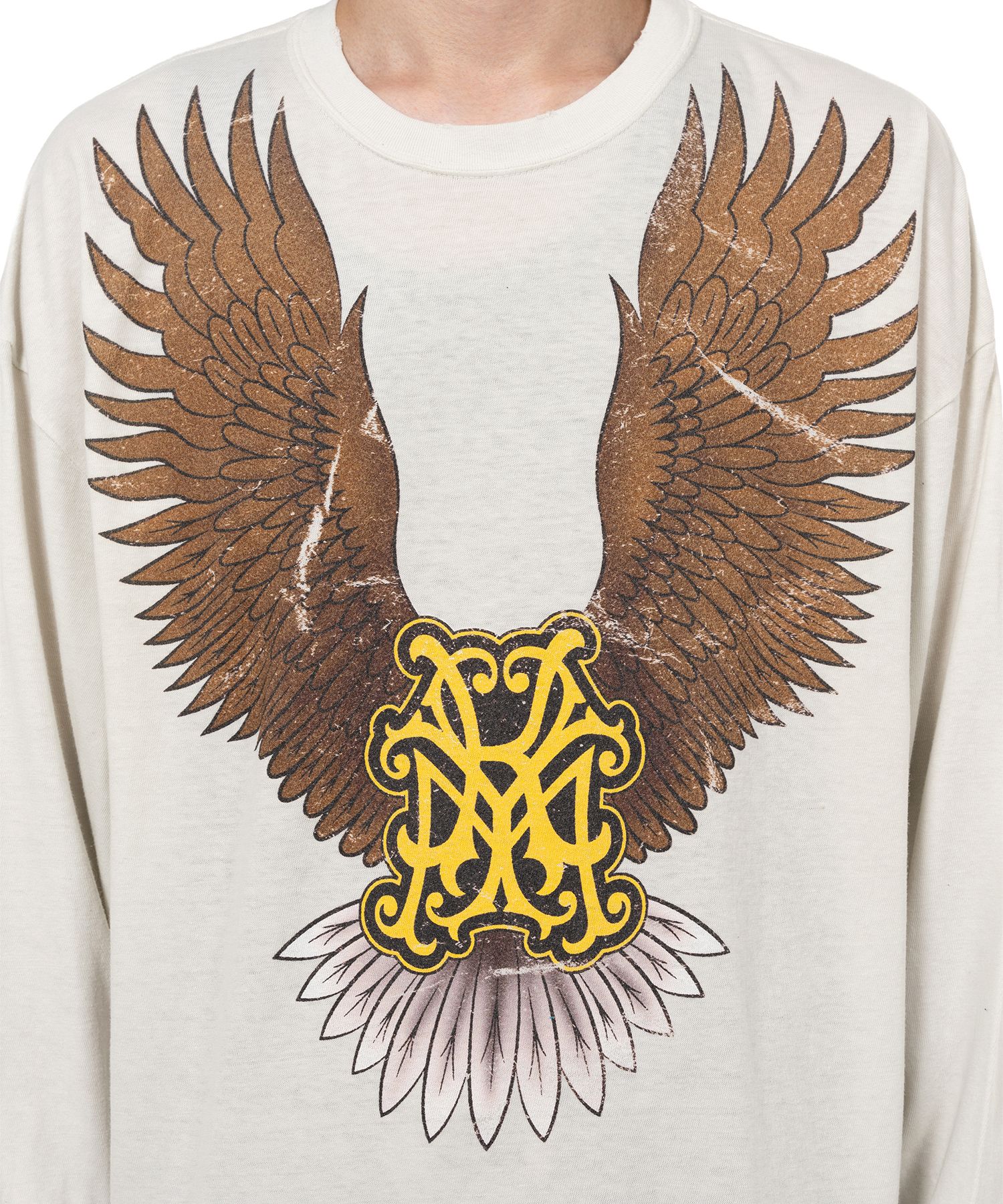 "KMY Eagle" Distressed L/S T-shirt