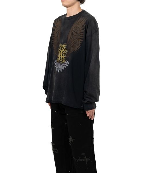 "KMY Eagle" Distressed L/S T-shirt