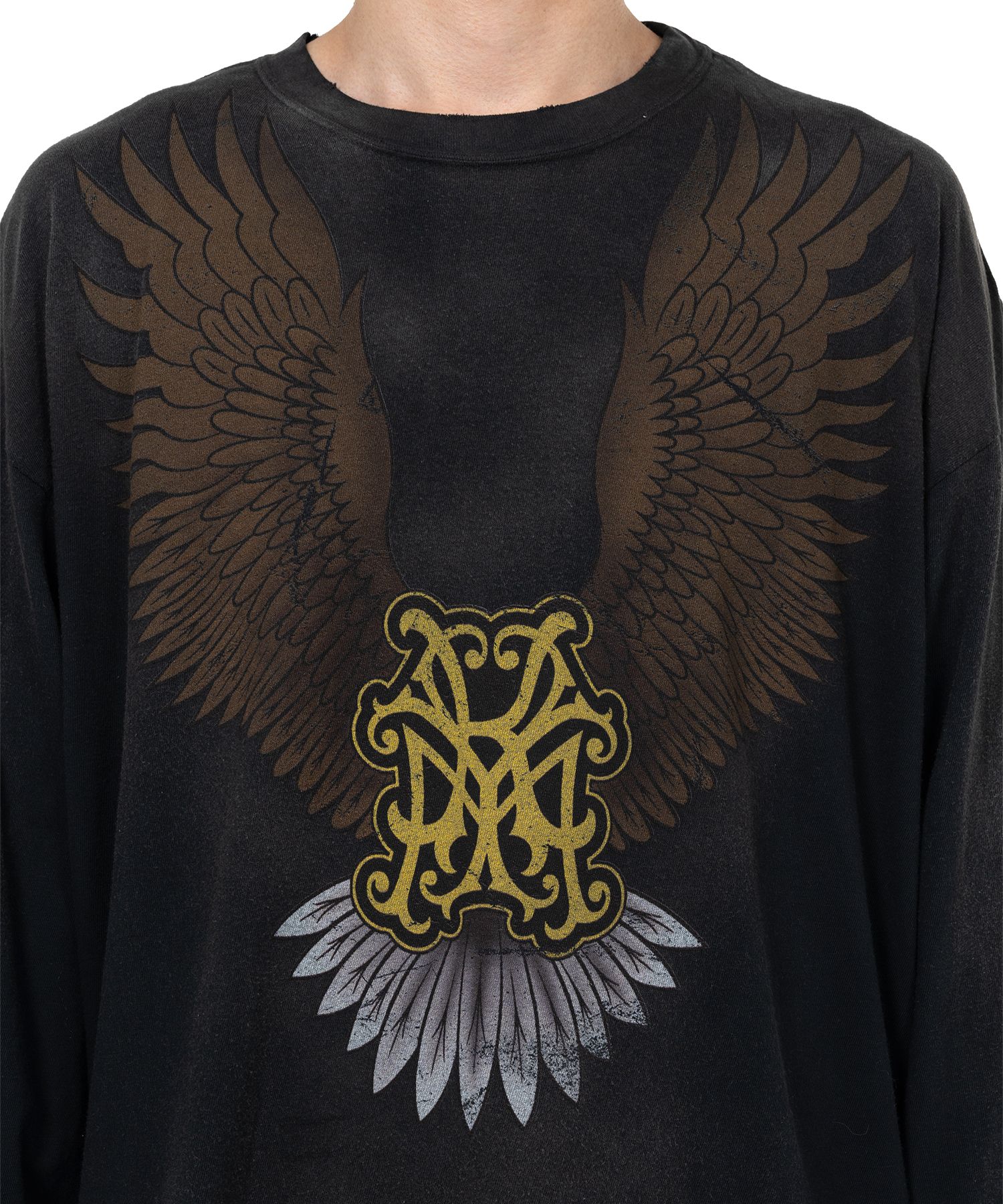 "KMY Eagle" Distressed L/S T-shirt