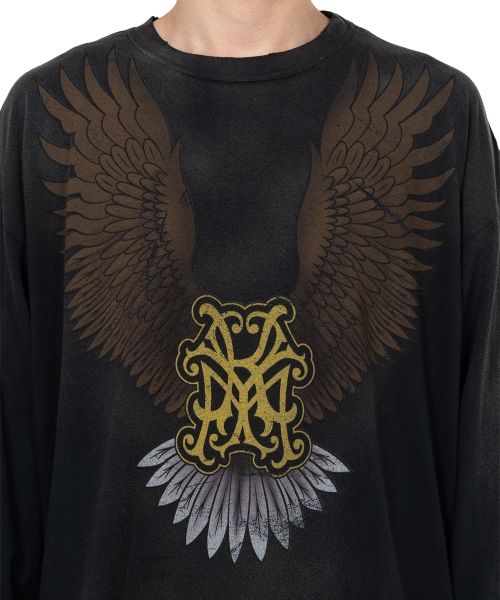 "KMY Eagle" Distressed L/S T-shirt