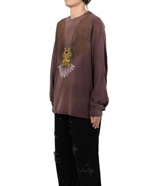 "KMY Eagle" Distressed L/S T-shirt