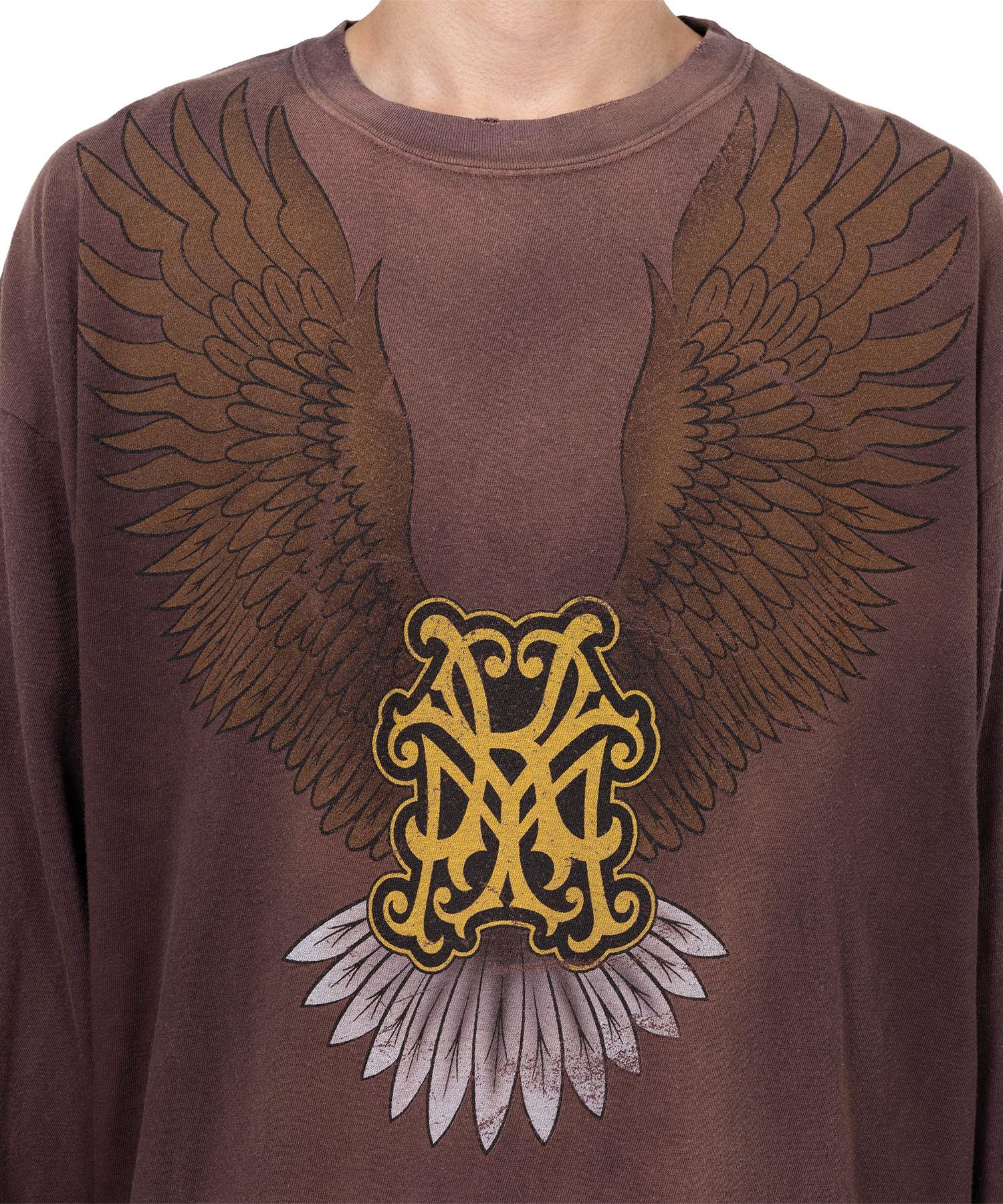 "KMY Eagle" Distressed L/S T-shirt