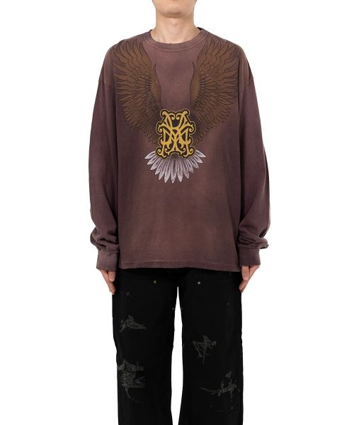 "KMY Eagle" Distressed L/S T-shirt