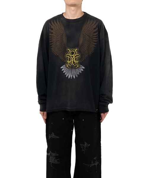 "KMY Eagle" Distressed L/S T-shirt