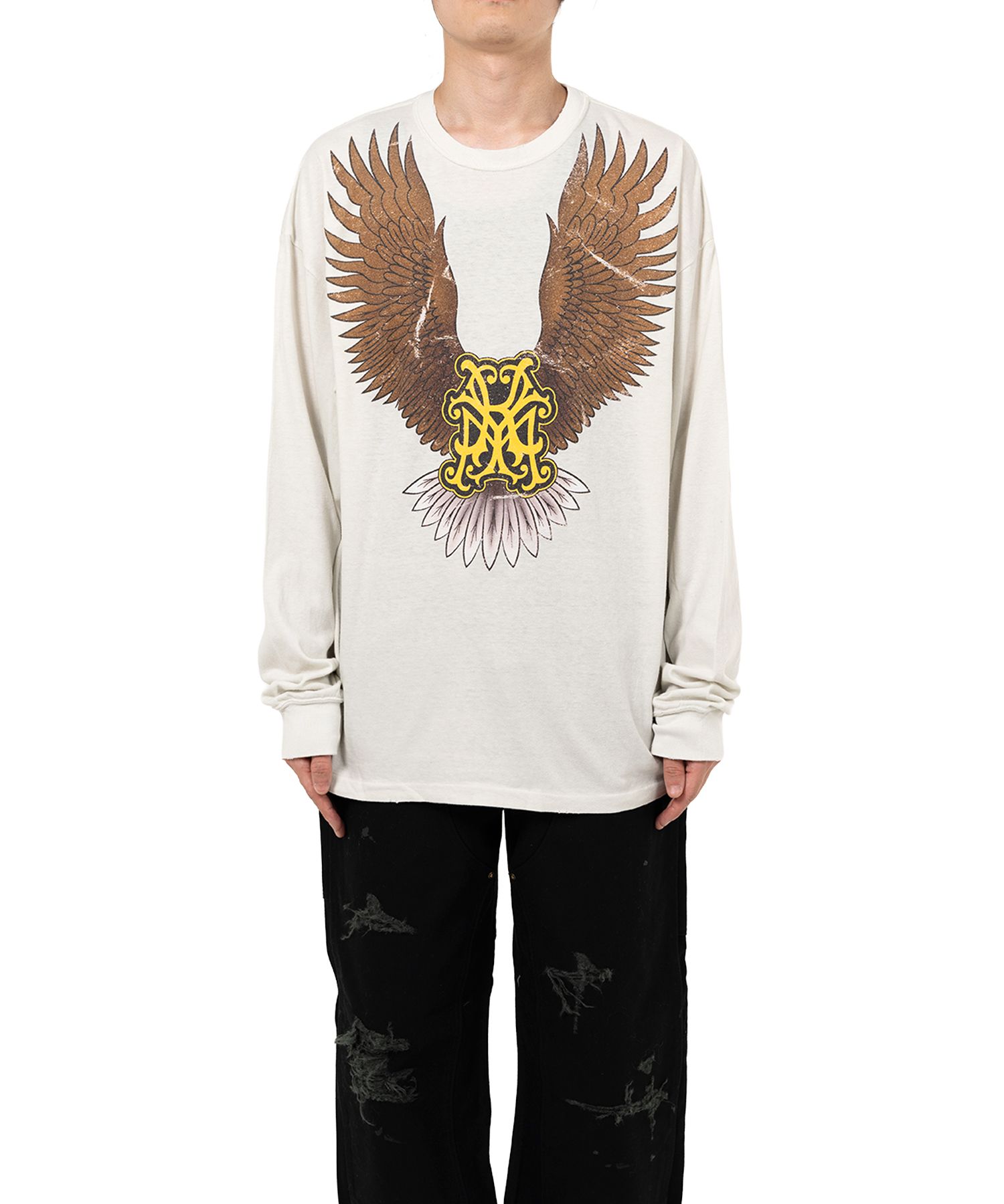 "KMY Eagle" Distressed L/S T-shirt