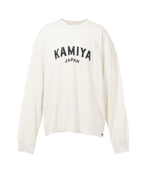 "KAMIYA logo" Distressed Pocket L/S T-shirt