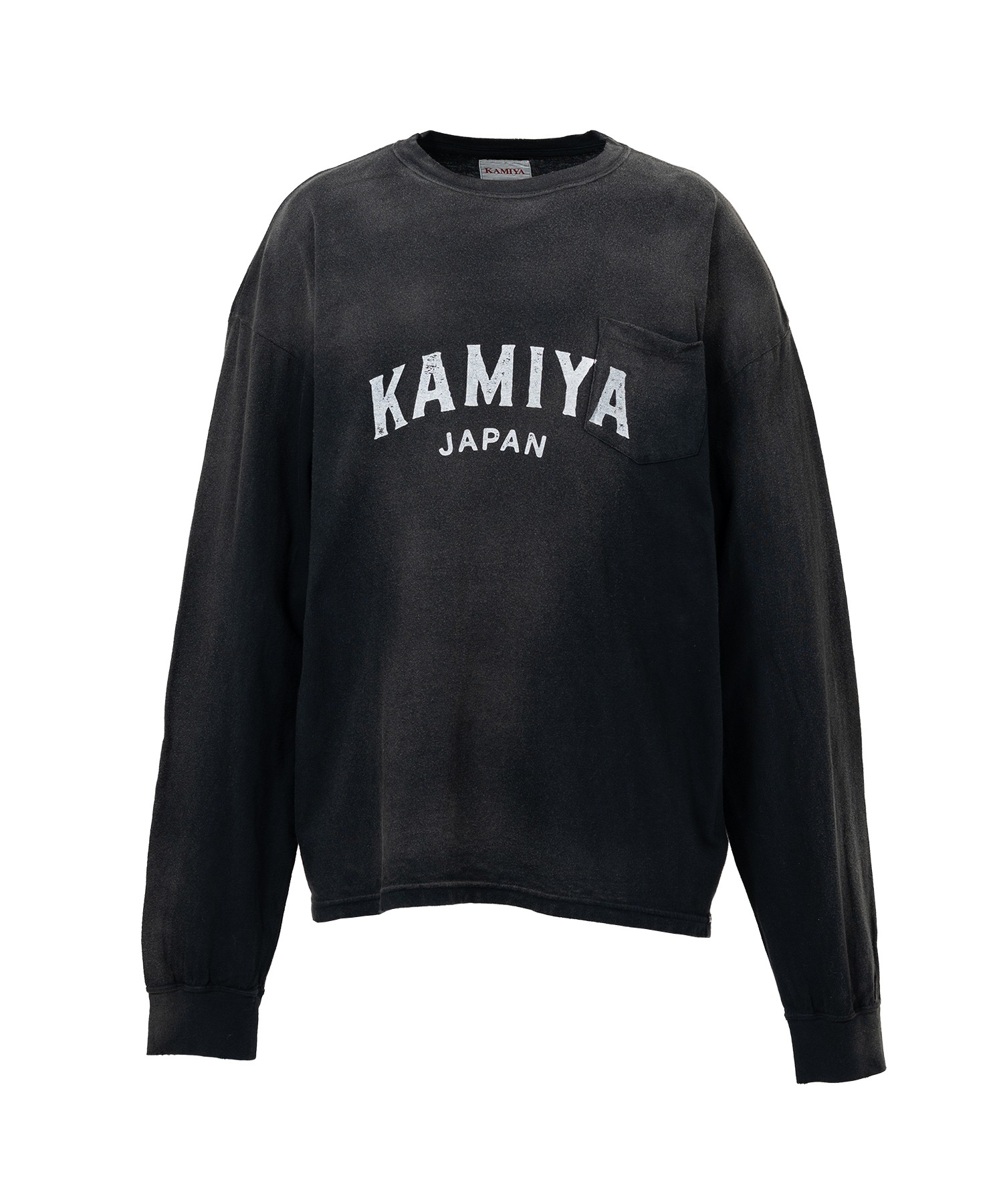 "KAMIYA logo" Distressed Pocket L/S T-shirt