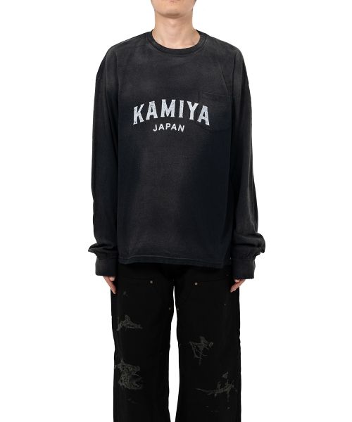 "KAMIYA logo" Distressed Pocket L/S T-shirt