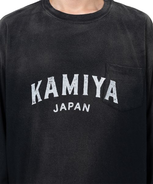 "KAMIYA logo" Distressed Pocket L/S T-shirt