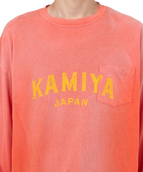 "KAMIYA logo" Distressed Pocket L/S T-shirt