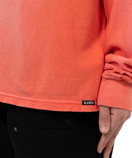 "KAMIYA logo" Distressed Pocket L/S T-shirt
