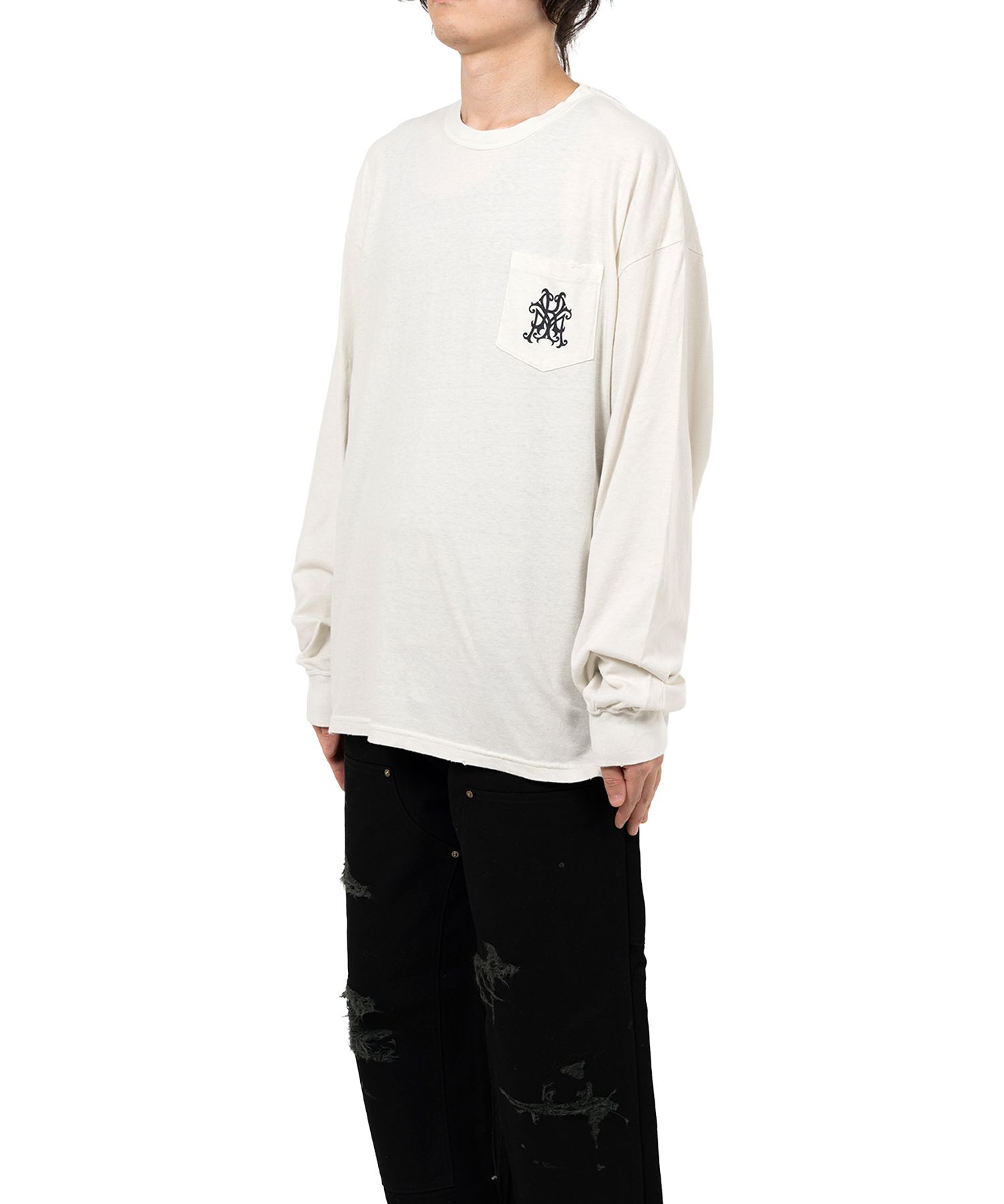 "Messenger Bird" Distressed Pocket L/S T-shirt
