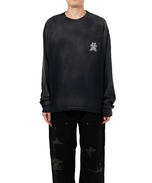 "Messenger Bird" Distressed Pocket L/S T-shirt