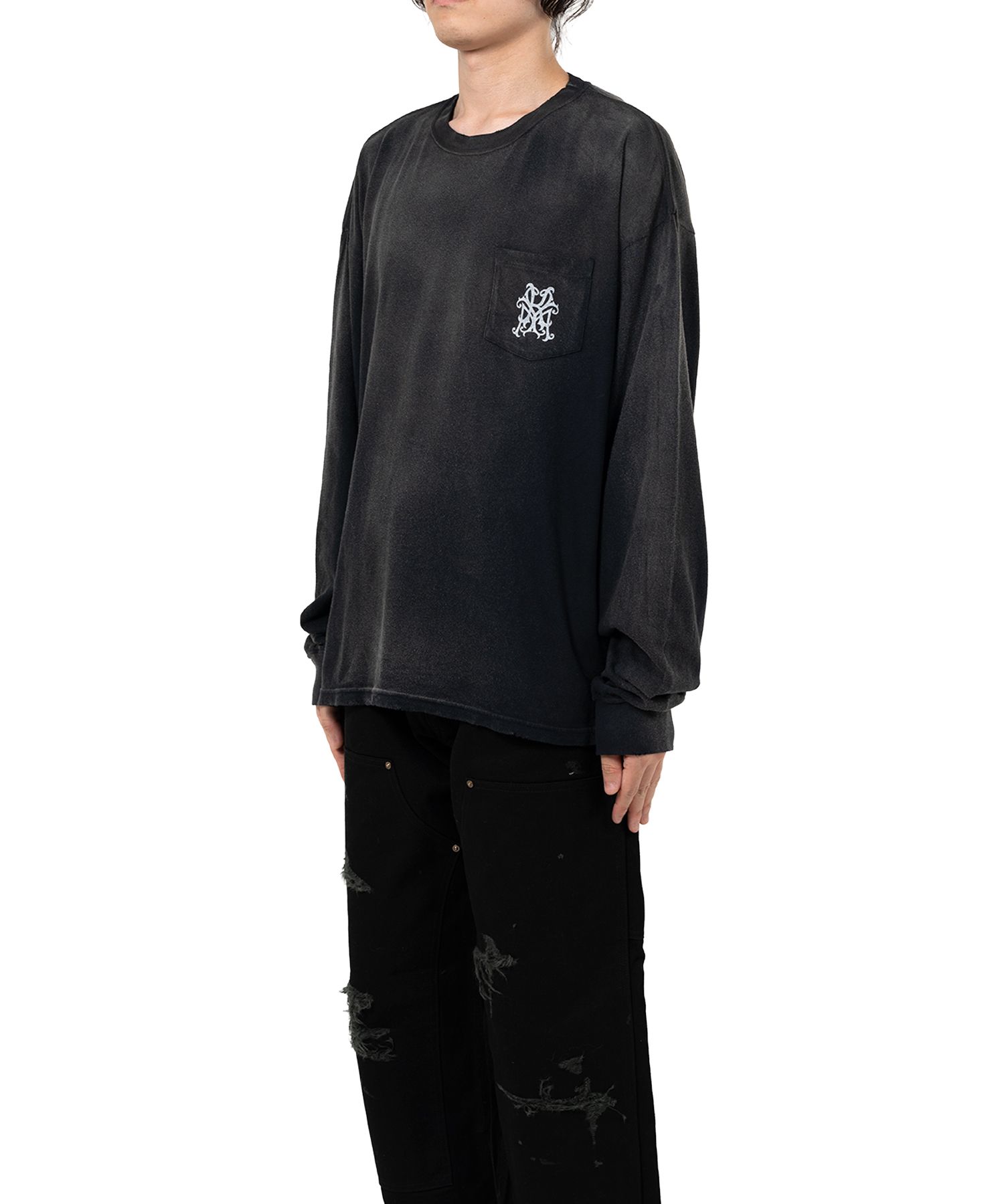 "Messenger Bird" Distressed Pocket L/S T-shirt