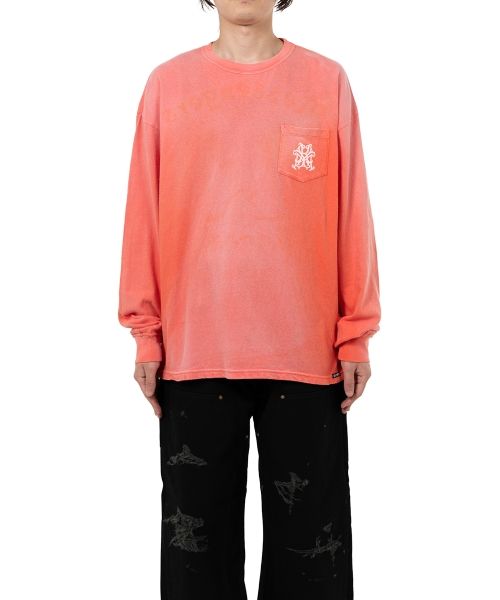 "Messenger Bird" Distressed Pocket L/S T-shirt