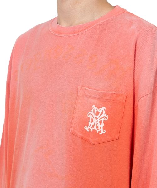 "Messenger Bird" Distressed Pocket L/S T-shirt