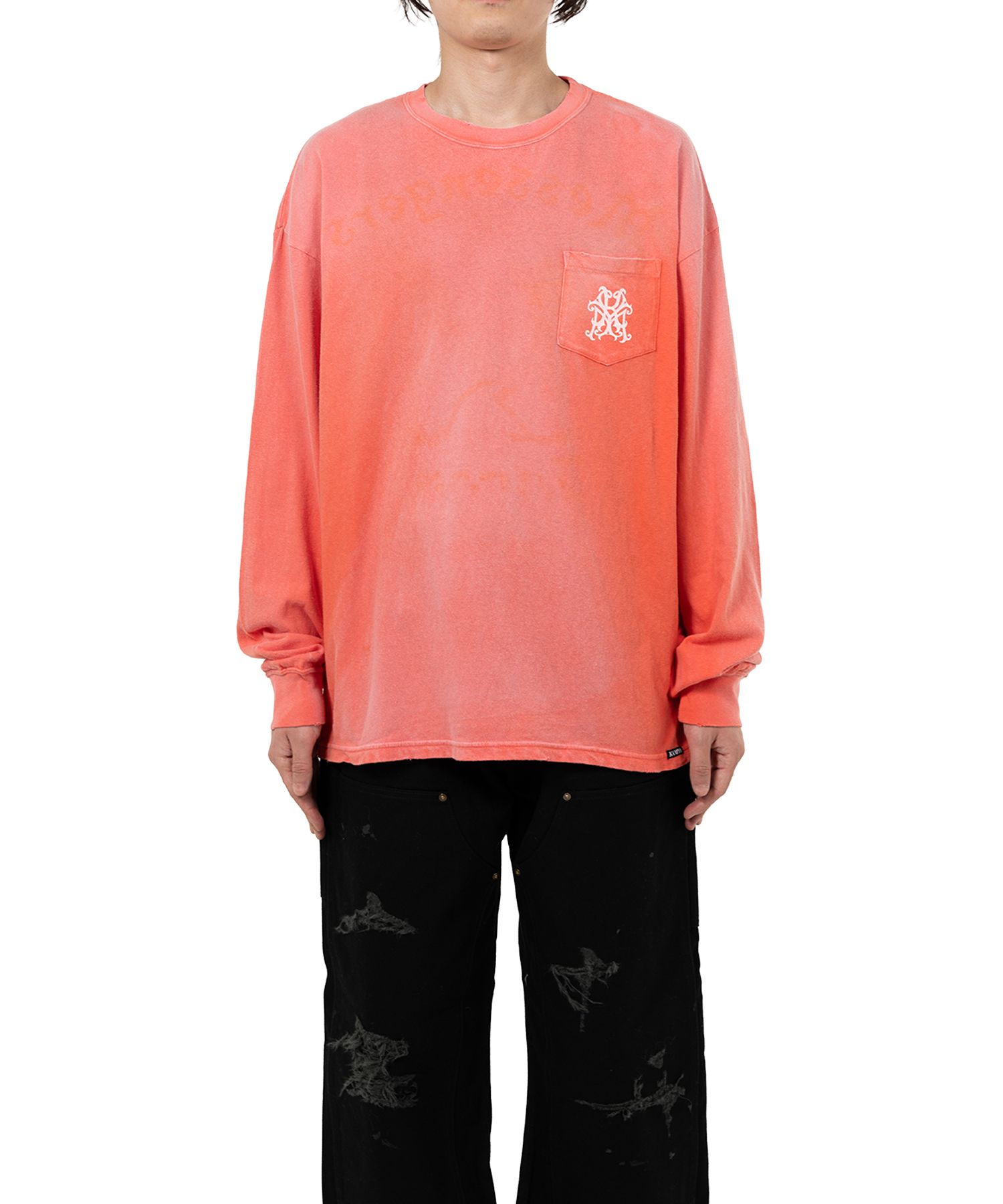 "Messenger Bird" Distressed Pocket L/S T-shirt