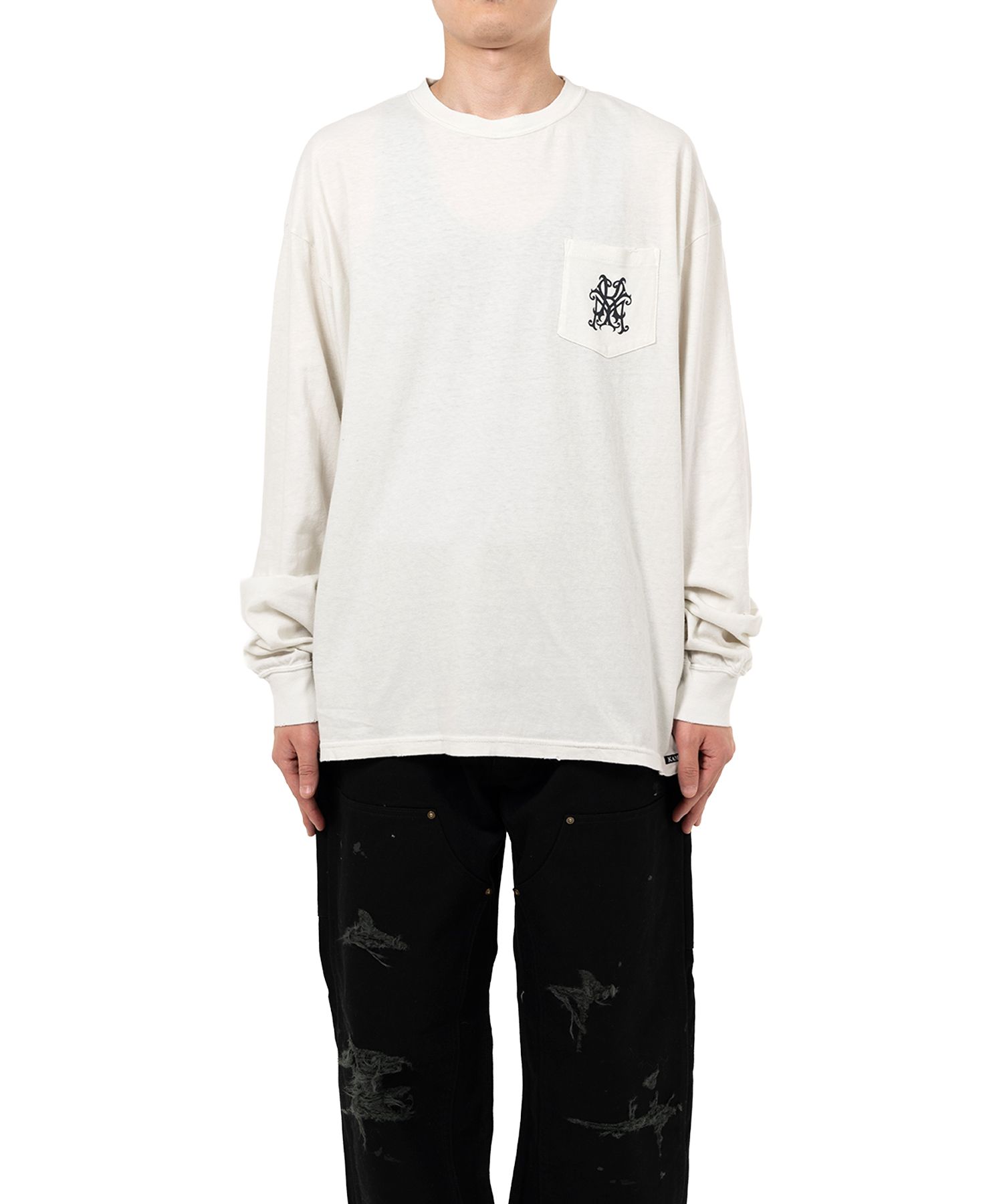 "Messenger Bird" Distressed Pocket L/S T-shirt